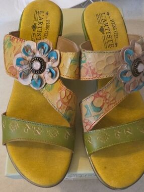 Spring Step L'Artiste Multicolor Floral Sandals, Sz 40(9) 2.5" Heel NWOT #1B